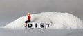 White cube arranged in the word  Ã¢â¬â¢DIET` with sugar. Royalty Free Stock Photo